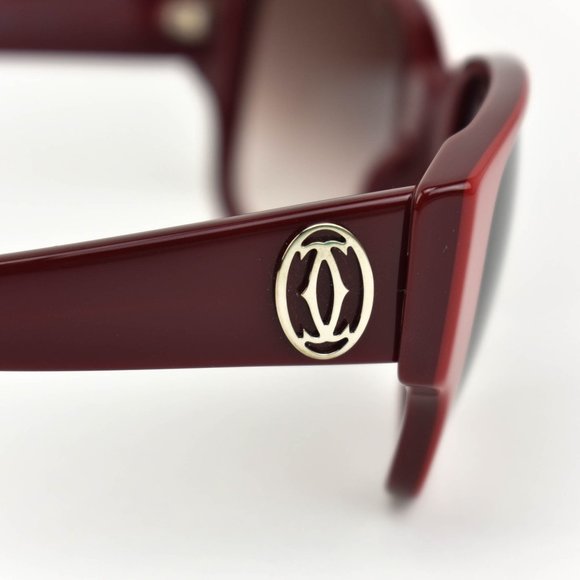 CARTIER Burgundy/Red & Double C Logo Sunglasses nm - Picture 7 of 10